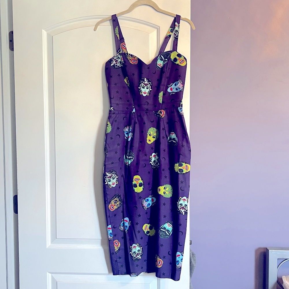 Vixen By Micheline Pitt x Ben Cooper Monster Mask Wiggle Dress SZ Small/XS RARE